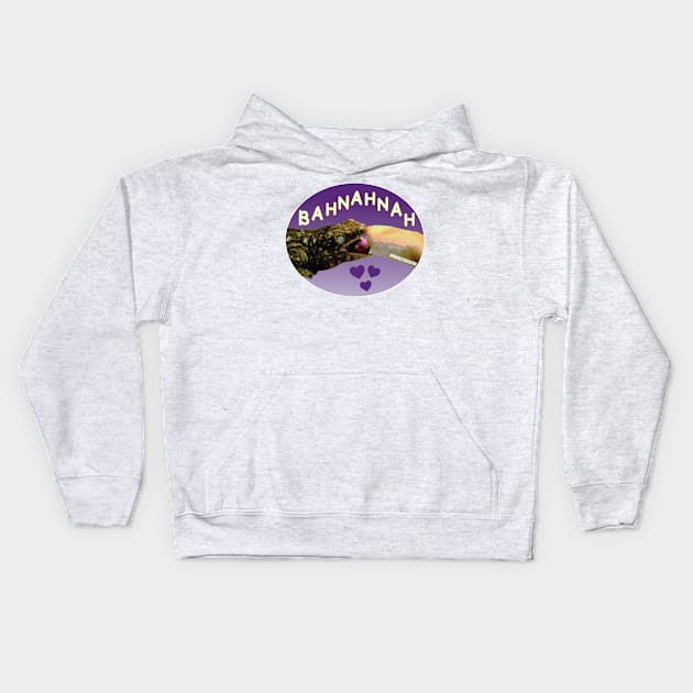 Muriel Loves Bahnahnah (purple color) Kids Hoodie by Muriel & Co.